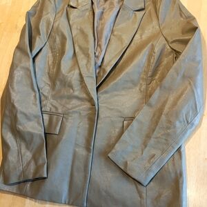 Le Lis Faux Leather Olive Blazer, Women's Large